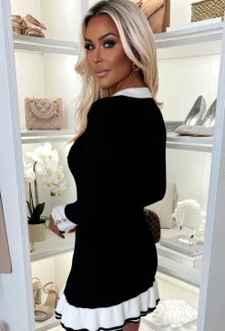 Bianca Monochrome Knitted Peplum Dress