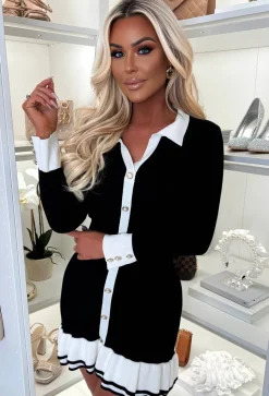 Bianca Monochrome Knitted Peplum Dress