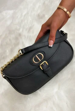 Blakely Black Buckle Detail Shoulder Bag