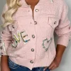 Blissful Blossom Baby Pink Love Embroidered Collar Embellished Cardigan Limited Edition