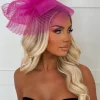 Blooming Romance Hot Pink Net Floral Detail Fascinator