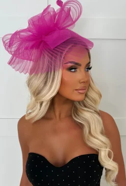 Blooming Romance Hot Pink Net Floral Detail Fascinator
