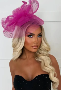 Blooming Romance Hot Pink Net Floral Detail Fascinator
