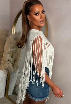 Boho Baddie Cream Tassel Jumper