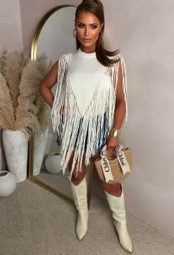 Boho Baddie Cream Tassel Jumper