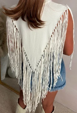 Boho Baddie Cream Tassel Jumper