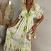Boho Beautiful Multi Embroidered Boho Maxi Dress