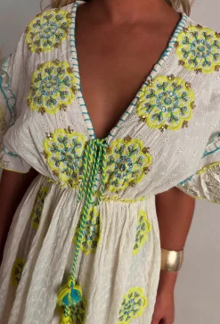 Boho Beautiful Multi Embroidered Boho Maxi Dress