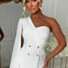 Boss Lifestyle White Cape Sleeve Blazer Mini Dress