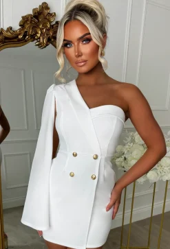 Boss Lifestyle White Cape Sleeve Blazer Mini Dress