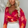 Briella Pink V-Neck Ruched Blouse