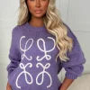 Brooke Lilac Ultra Soft Embroidered Knitted Jumper