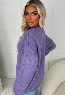 Brooke Lilac Ultra Soft Embroidered Knitted Jumper
