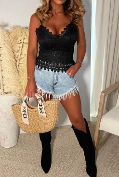 Careless Dreams Black Lace Crop Top