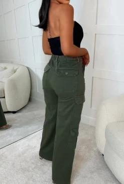 Cargo Revolution Khaki Cargo Wide Leg Stretch Trousers