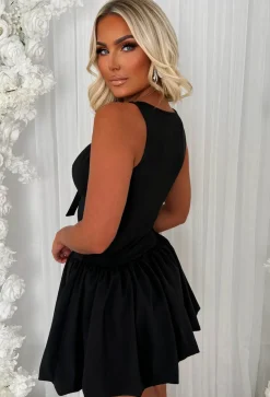 Cher Chic Black Bow Front Puffball Dress