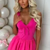 Cher Chic Hot Pink Bow Front Puffball Dress