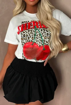 Chic & Fancy Black Puff Ball Stretch Skirt