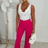 Chic & Sleek Hot Pink Leg Seam & Split Stretch Trousers