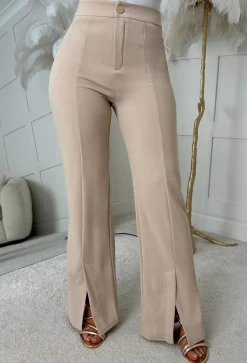 Chic & Sleek Mocha Leg Seam & Split Stretch Trousers