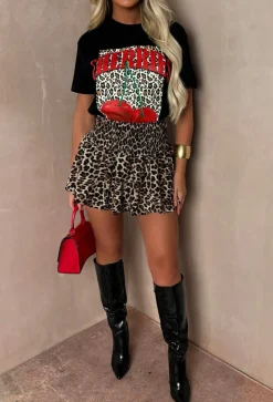 Chic & Wild Leopard Puff Ball Stretch Skirt