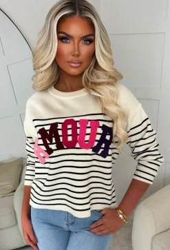 Chic Essence Cream Striped Amour Jumper