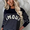 Chic Noir Navy Striped Amour Jumper