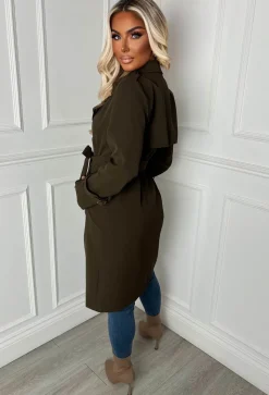 Chic Society Khaki Belted Trench Coat