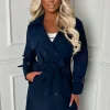 Chic Society Navy Belted Trench Coat