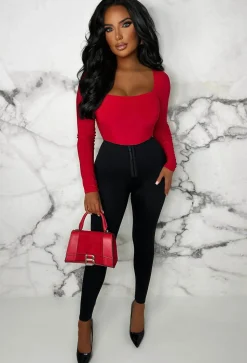 Cinched & Savvy Black Waist Cinched Corset Detail Leggings Limited Edition
