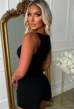 Clio Black Buckle Detail Cutout Playsuit