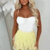 Cloud Haven Lemon Ruffle Tulle Elastic Waist Skirt