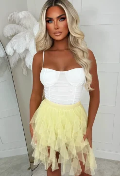 Cloud Haven Lemon Ruffle Tulle Elastic Waist Skirt