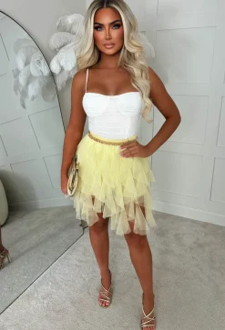 Cloud Haven Lemon Ruffle Tulle Elastic Waist Skirt