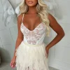 Cloud Haven Nude Ruffle Tulle Elastic Waist Skirt