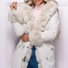 Cocoa Kisses Cream Faux Fur Trim Parka Coat