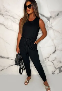 Content Cutie Black Cut Out Stretch Jumpsuit