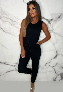 Content Cutie Black Cut Out Stretch Jumpsuit