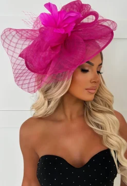 Cosmo Chic Hot Pink Floral Bow Detail Fascinator