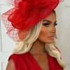 Cosmo Chic Red Floral Bow Detail Fascinator