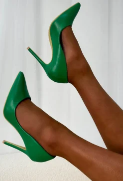 Crushing On You Green Faux Leather Court Heels