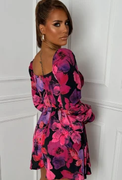 Cute As Can Be Multi Long Sleeve Milkmaid Dress