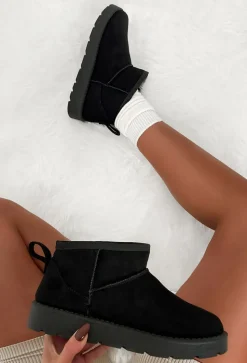 Cute Babe Black Faux Fur Lining Cosy Boots