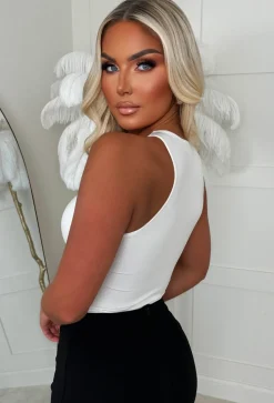 Cute Girl White Bow Stretch Top