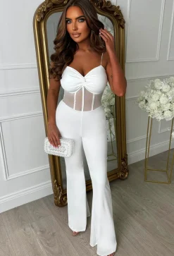 Dare To Bare White Sheer Waist Jumpsuit