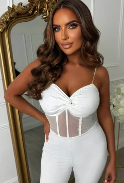 Dare To Bare White Sheer Waist Jumpsuit