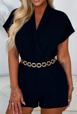 Dare To Go There Black Cross Front Playsuit
