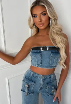 Denim Darling Mid Blue Cargo Co-Ord Set