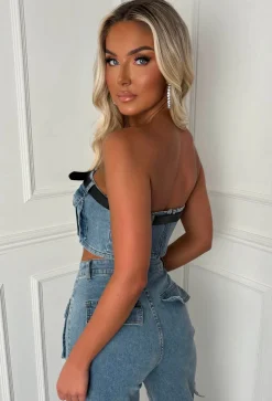 Denim Darling Mid Blue Cargo Co-Ord Set