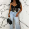 Denim Escape Light Blue Stretch Wide Leg Distressed Jeans